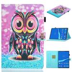 For Lenovo Tab M10 3rd Gen Coloured Drawing Smart Leather Tablet Case(Owl)