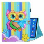 For Lenovo Tab M10 Plus 10.6 3rd Gen 2022 Coloured Drawing Smart Leather Tablet Case(Rainbow Owl)