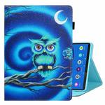 For Lenovo Tab M10 3rd Gen Coloured Drawing Smart Leather Tablet Case(Moon Owl)
