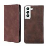 For Samsung Galaxy S22 5G Skin Feel Magnetic Horizontal Flip Leather Phone Case(Dark Brown)