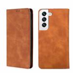 For Samsung Galaxy S22+ 5G Skin Feel Magnetic Horizontal Flip Leather Phone Case(Light Brown)