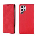 For Samsung Galaxy S22 Ultra 5G Skin Feel Magnetic Horizontal Flip Leather Phone Case(Red)