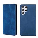 For Samsung Galaxy S22 Ultra 5G Skin Feel Magnetic Horizontal Flip Leather Phone Case(Blue)