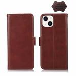 For iPhone 14 Plus Crazy Horse Top Layer Cowhide Leather Phone Case (Brown)