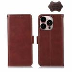 For iPhone 14 Pro Max Crazy Horse Top Layer Cowhide Leather Phone Case (Brown)