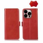 For iPhone 14 Pro Max Crazy Horse Top Layer Cowhide Leather Phone Case (Red)