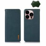 For iPhone 14 Pro Max KHAZNEH Nappa Top Layer Cowhide Leather Phone Case (Green)