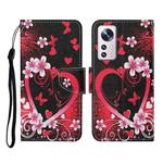 For Xiaomi 12 Lite Colored Drawing Pattern Flip Leather Phone Case(Red Heart)