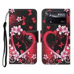 For Xiaomi Poco X4 Pro 5G Colored Drawing Pattern Flip Leather Phone Case(Red Heart)