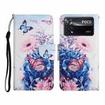 For Xiaomi Poco X4 Pro 5G Colored Drawing Pattern Flip Leather Phone Case(Purple Butterfly)