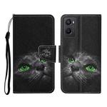 For OPPO A96 4G / Realme 9i Colored Drawing Pattern Flip Leather Phone Case(Black Cat)