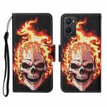 For OPPO A96 4G / Realme 9i Colored Drawing Pattern Flip Leather Phone Case(Flame Skull)