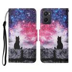 For OPPO A96 4G / Realme 9i Colored Drawing Pattern Flip Leather Phone Case(Star Sky Cat)