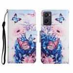 For OPPO A96 4G / Realme 9i Colored Drawing Pattern Flip Leather Phone Case(Purple Butterfly)