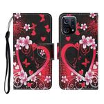 For OPPO Find X5 Colored Drawing Pattern Flip Leather Phone Case(Red Heart)