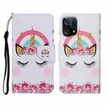 For OPPO Find X5 Colored Drawing Pattern Flip Leather Phone Case(Crown Unicorn)