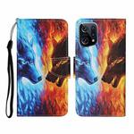 For OPPO Find X5 Pro Colored Drawing Pattern Flip Leather Phone Case(Flaming Wolf)