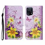 For OPPO Find X5 Pro Colored Drawing Pattern Flip Leather Phone Case(Yellow Flower Butterfly)