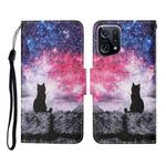 For OPPO Find X5 Pro Colored Drawing Pattern Flip Leather Phone Case(Star Sky Cat)
