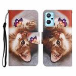 For Realme 9i Colored Drawing Pattern Flip Leather Phone Case(Butterfly Cat)