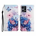 For OPPO Reno7 4G Colored Drawing Pattern Flip Leather Phone Case(Purple Butterfly)