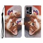 For OPPO Reno7 4G Colored Drawing Pattern Flip Leather Phone Case(Butterfly Cat)