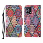 For OPPO Reno7 4G Colored Drawing Pattern Flip Leather Phone Case(Diamond Totem)