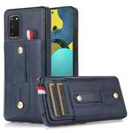 For Samsung Galaxy S20+ Wristband Kickstand Wallet Leather Phone Case(Blue)