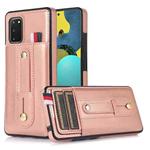 For Samsung Galaxy S20+ Wristband Kickstand Wallet Leather Phone Case(Rose Gold)