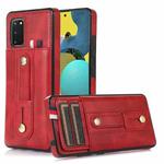 For Samsung Galaxy S20+ Wristband Kickstand Wallet Leather Phone Case(Red)