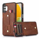 For Samsung Galaxy A73 5G Wristband Kickstand Wallet Leather Phone Case(Brown)