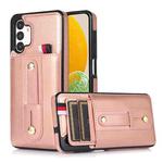 For Samsung Galaxy A72 5G / 4G Wristband Kickstand Wallet Leather Phone Case(Rose Gold)