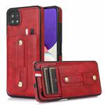 For Samsung Galaxy A42 5G Wristband Kickstand Wallet Leather Phone Case(Red)