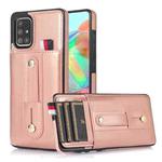 For Samsung Galaxy A51 5G Wristband Kickstand Wallet Leather Phone Case(Rose Gold)