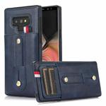 For Samsung Galaxy Note9 Wristband Kickstand Wallet Leather Phone Case(Blue)