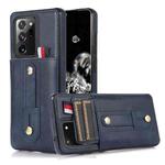 For Samsung Galaxy Note20 Wristband Kickstand Wallet Leather Phone Case(Blue)