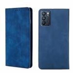 For OPPO Reno6 5G Skin Feel Magnetic Horizontal Flip Leather Phone Case(Blue)