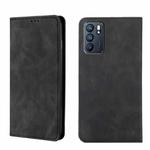 For OPPO Reno6 5G Skin Feel Magnetic Horizontal Flip Leather Phone Case(Black)