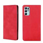 For OPPO Reno6 4G Skin Feel Magnetic Horizontal Flip Leather Phone Case(Red)
