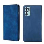 For OPPO Reno6 4G Skin Feel Magnetic Horizontal Flip Leather Phone Case(Blue)