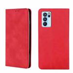 For OPPO Reno6 Pro 5G Skin Feel Magnetic Horizontal Flip Leather Phone Case(Red)