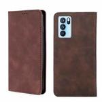 For OPPO Reno6 Pro 5G Skin Feel Magnetic Horizontal Flip Leather Phone Case(Dark Brown)