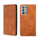 For OPPO Reno6 Pro+ 5G Skin Feel Magnetic Horizontal Flip Leather Phone Case(Light Brown)