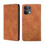 For OPPO Reno8 5G Skin Feel Magnetic Horizontal Flip Leather Phone Case(Light Brown)