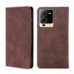 For vivo S15 5G Skin Feel Magnetic Horizontal Flip Leather Phone Case(Dark Brown)