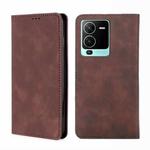 For vivo S15 Pro 5G Skin Feel Magnetic Horizontal Flip Leather Phone Case(Dark Brown)