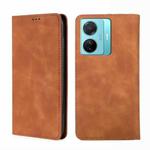 For vivo S15e 5G/T1 Snapdragon 778G Skin Feel Magnetic Horizontal Flip Leather Phone Case(Light Brown)