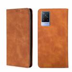 For vivo V21 4G/5G Skin Feel Magnetic Horizontal Flip Leather Phone Case(Light Brown)