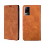 For vivo V21e 4G/Y73 2021 Skin Feel Magnetic Horizontal Flip Leather Phone Case(Light Brown)