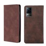 For vivo V21e 4G/Y73 2021 Skin Feel Magnetic Horizontal Flip Leather Phone Case(Dark Brown)